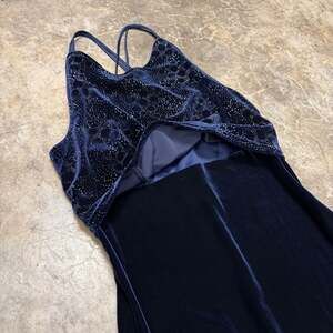 Vintage Y2K  Formal Dress - Jump - 90s/2000s - Navy Blue Sparkly - Size 3/4